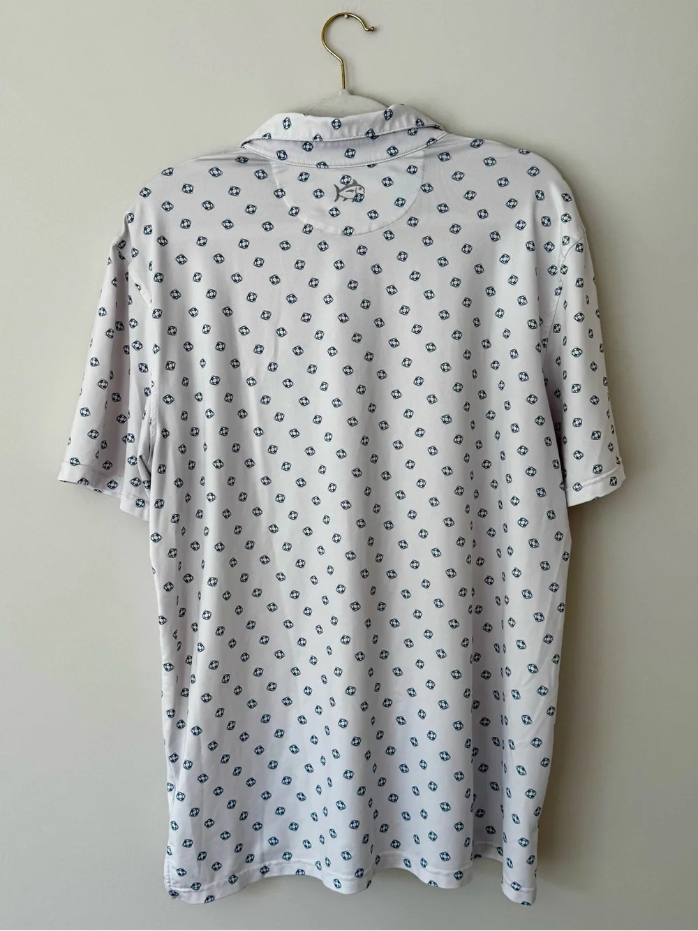 Southern Tide Classic Performance Polo Nautical Life Preserver Print, White – L